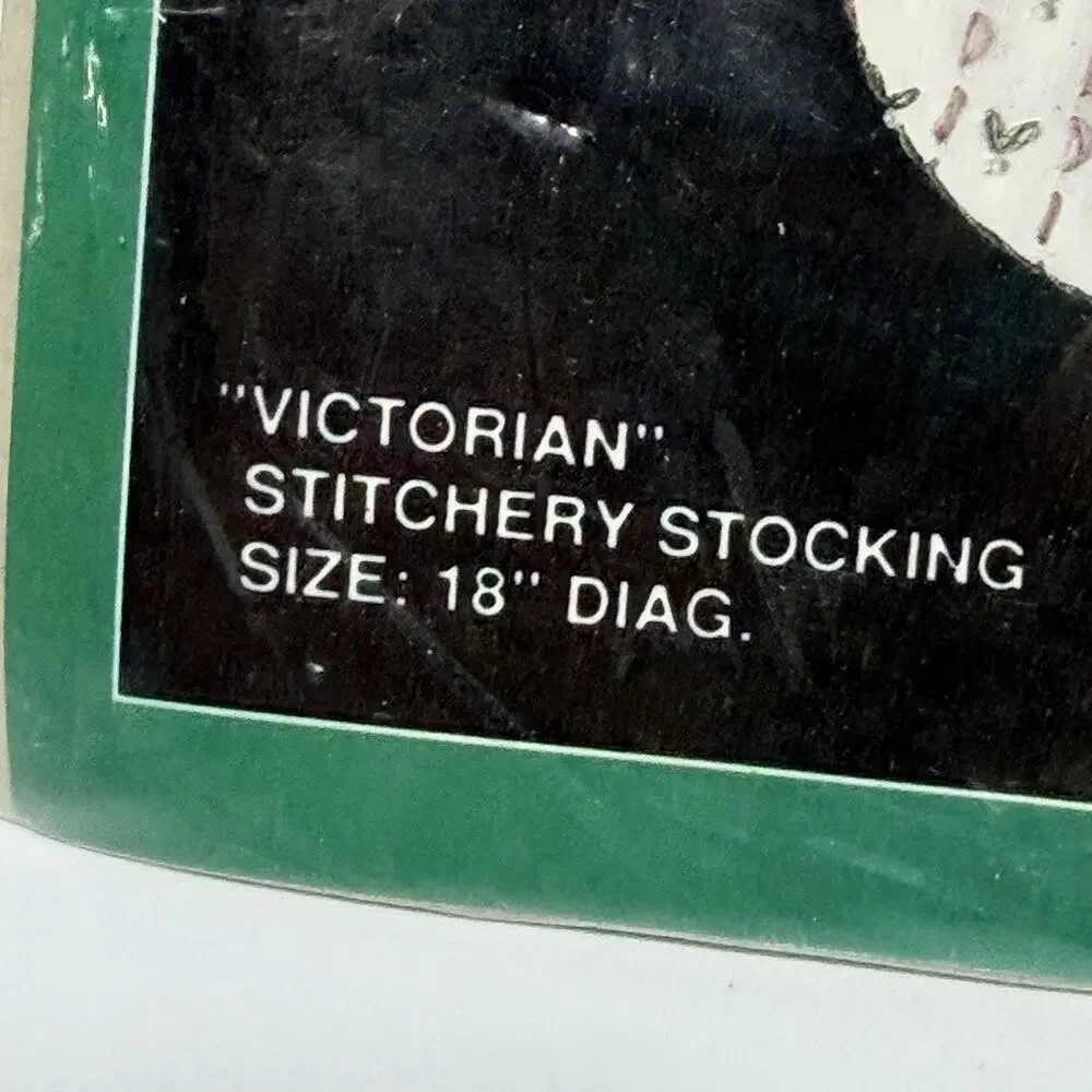 Vtg Bucilla Victorian Christmas Heirloom Stitchery Stocking Kit 18